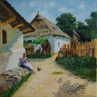 Chaloupka 1 - obraz malovaný akrylovými barvami